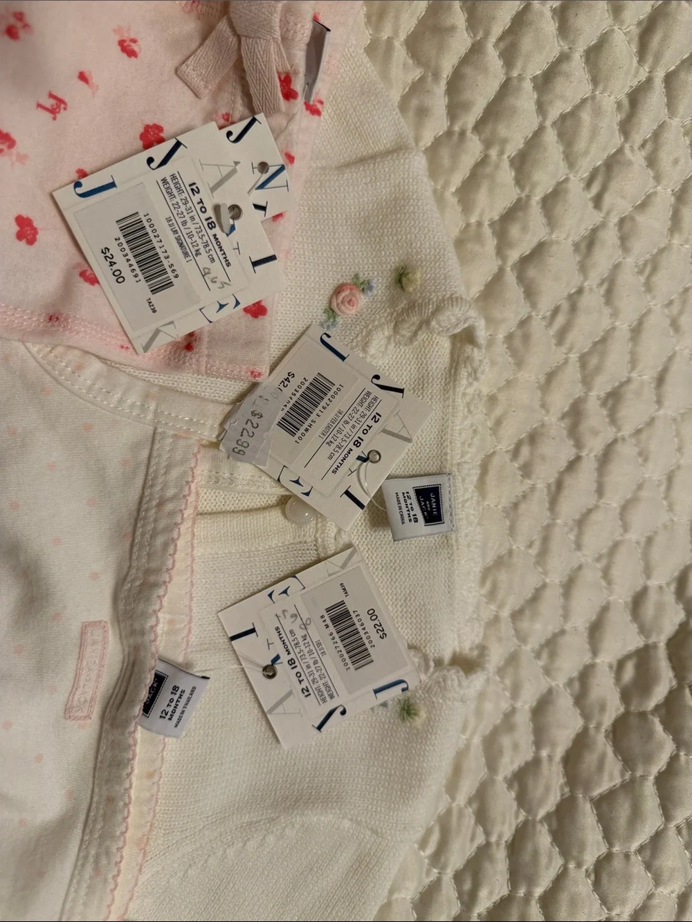 Janie and Jack Cream & Pink Girls 3-Piece outfit